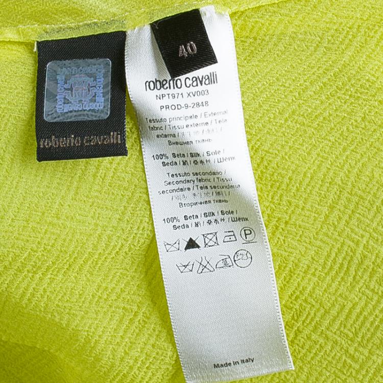 Pre Owned Roberto Cavalli Yellow Chiffon Strapless Gown  S