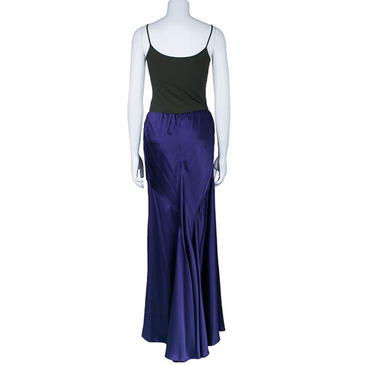 Pre Owned Roberto Cavalli Purple Silk Long Skirt M