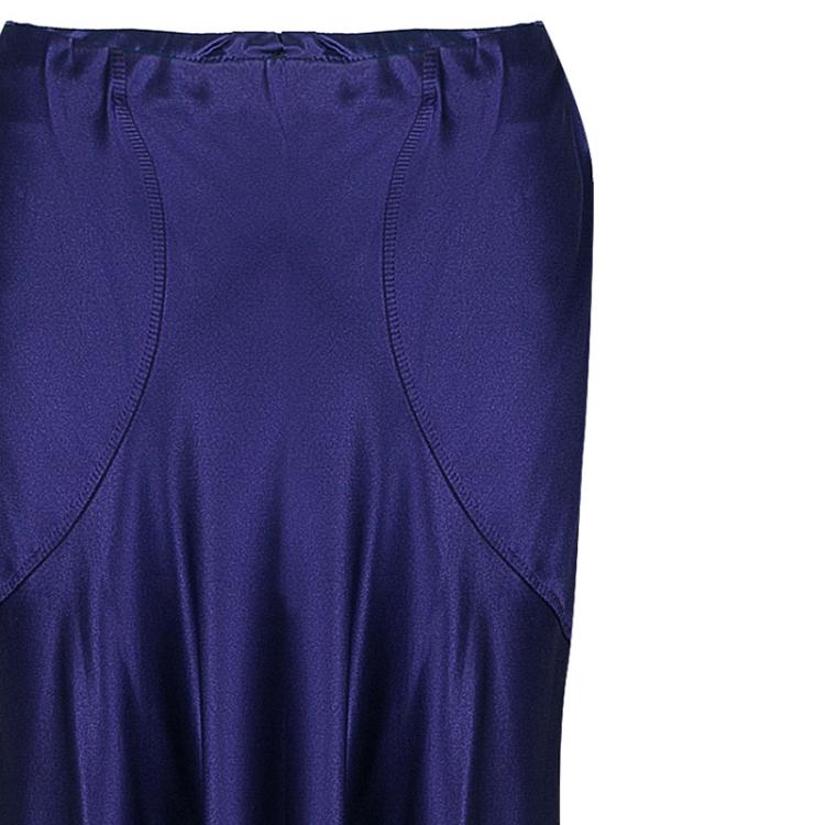 Pre Owned Roberto Cavalli Purple Silk Long Skirt M