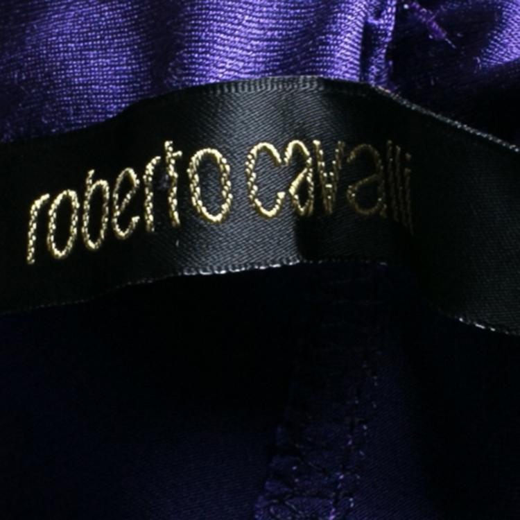 Pre Owned Roberto Cavalli Purple Silk Long Skirt M