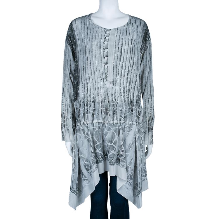 Pre Owned Roberto Cavalli Black and Grey Top M