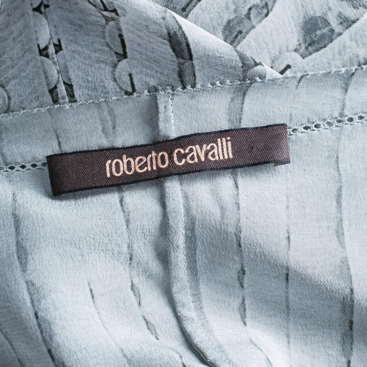 Pre Owned Roberto Cavalli Black and Grey Top M
