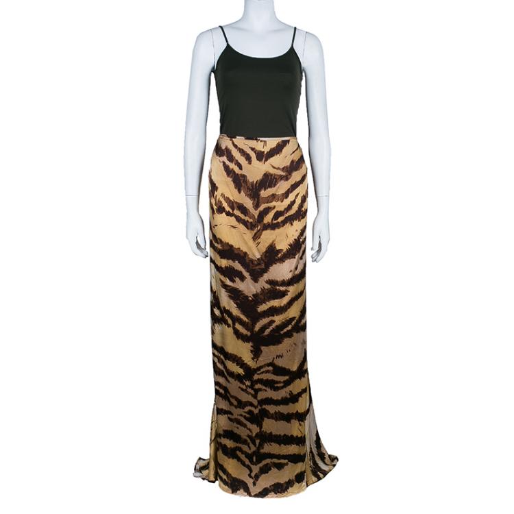 Pre Owned Roberto Cavalli Animal Print Maxi Skirt L