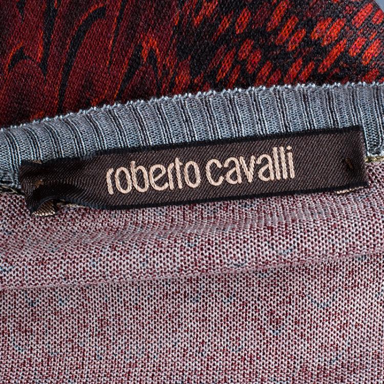 Pre Owned Roberto Cavalli Multicolor Knit Cardigan S