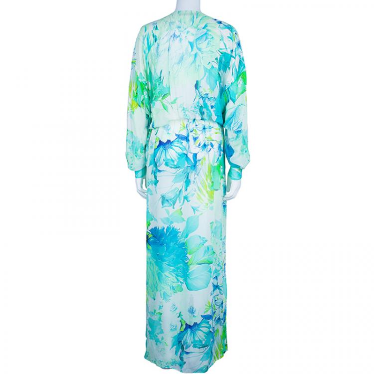 Pre Owned Roberto Cavalli Tropical Print Embellished Kaftan Dress S