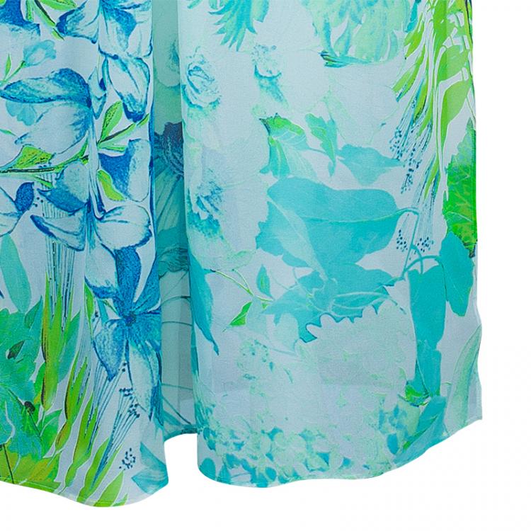 Pre Owned Roberto Cavalli Tropical Print Embellished Kaftan Dress S