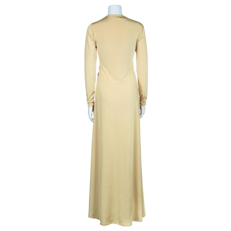 Pre Owned Roberto Cavalli Beige Jersey Gown S