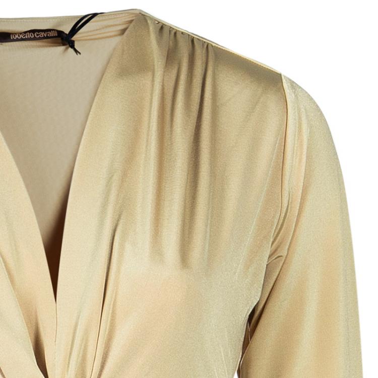 Pre Owned Roberto Cavalli Beige Jersey Gown S