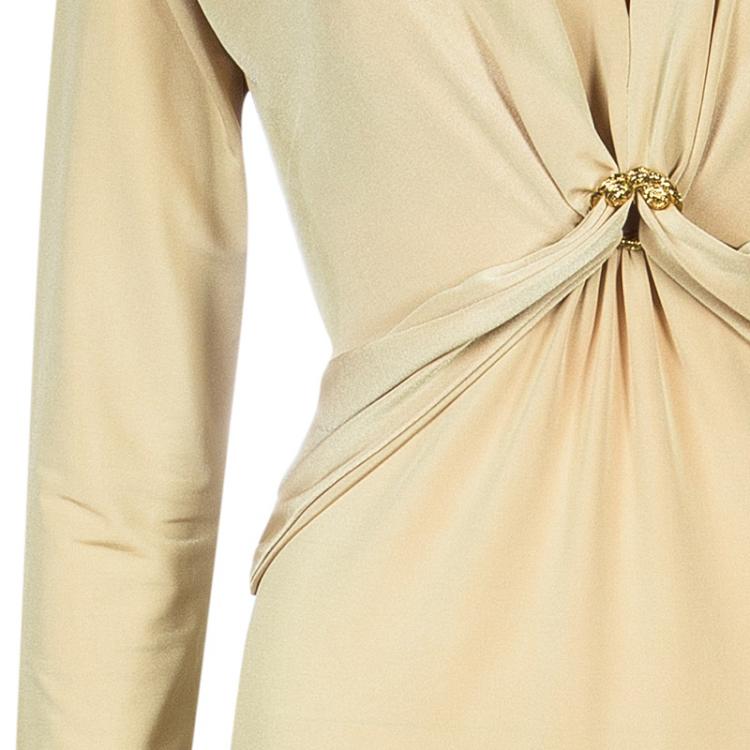 Pre Owned Roberto Cavalli Beige Jersey Gown S