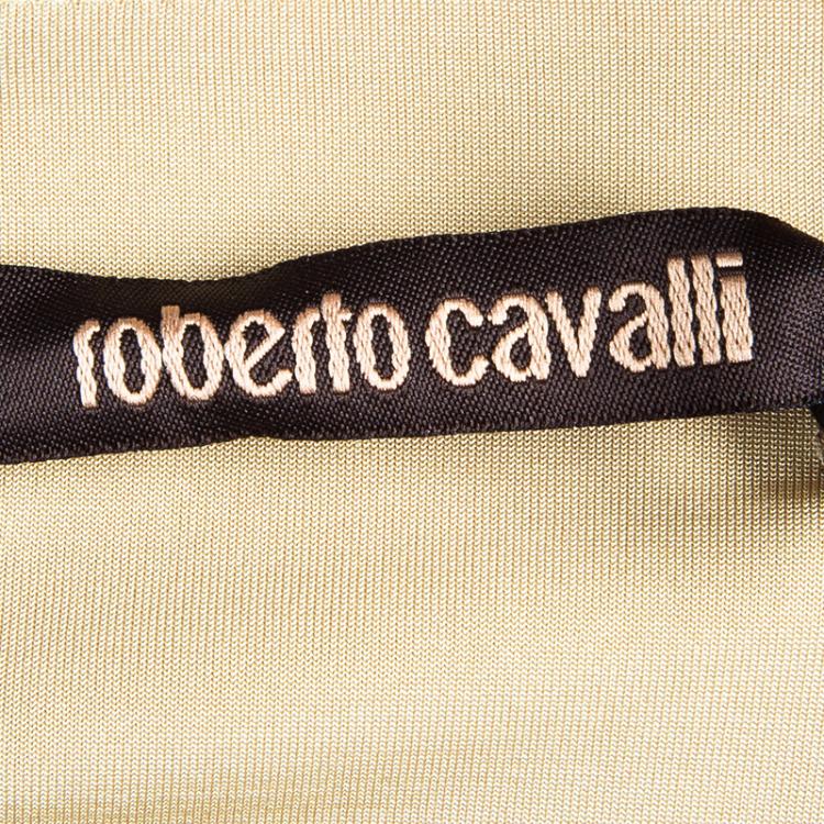 Pre Owned Roberto Cavalli Beige Jersey Gown S