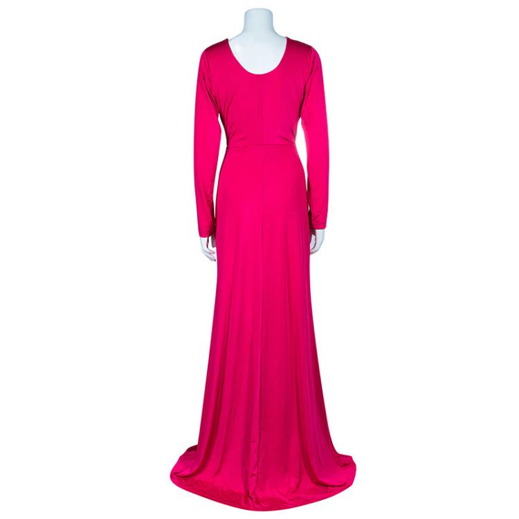 Pre Owned Roberto Cavalli Pink Jersey Gown XL