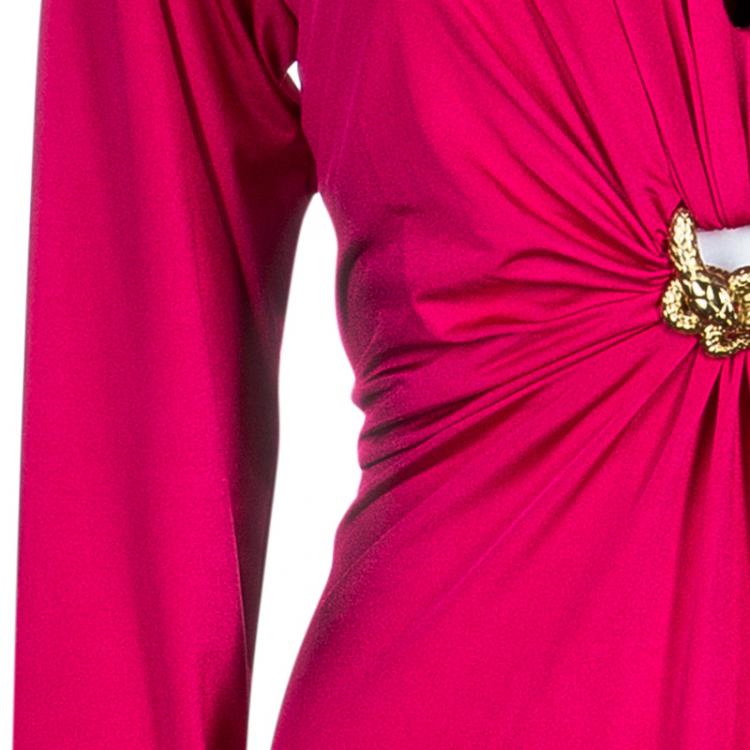 Pre Owned Roberto Cavalli Pink Jersey Gown XL