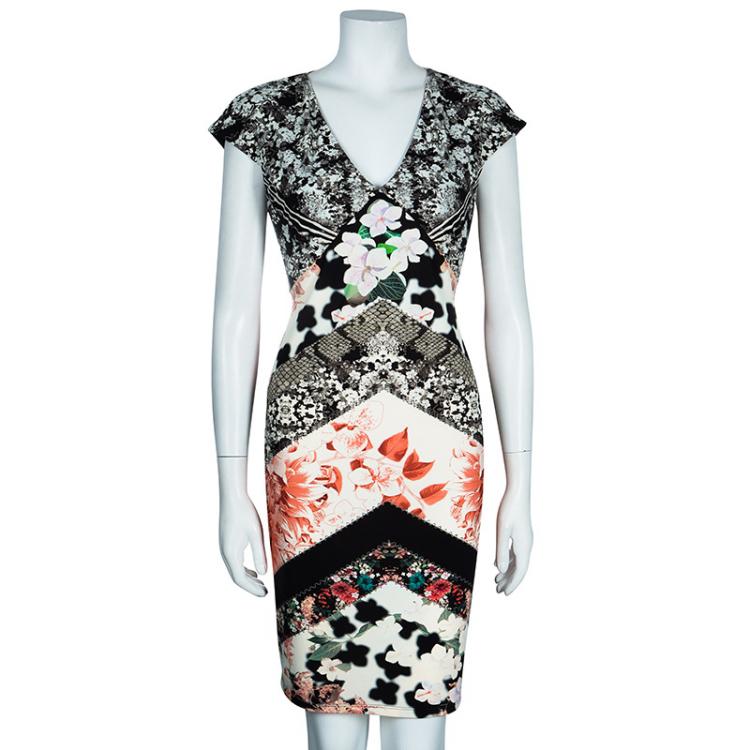 Pre Owned Roberto Cavalli Floral Jersey Dress M