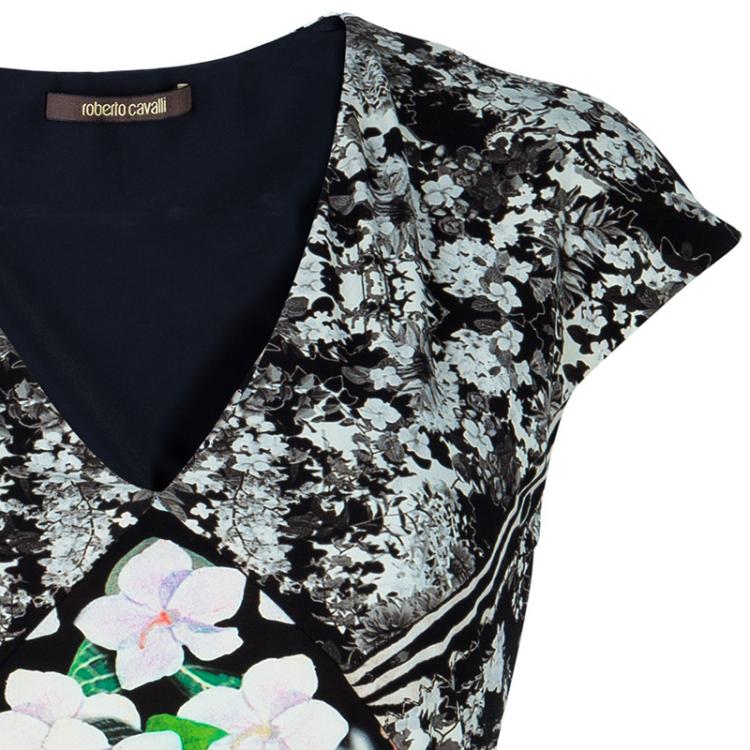 Pre Owned Roberto Cavalli Floral Jersey Dress M