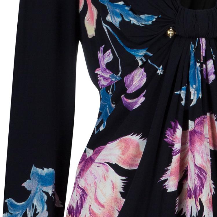 Pre Owned Roberto Cavalli Printed Long Sleeve Top L