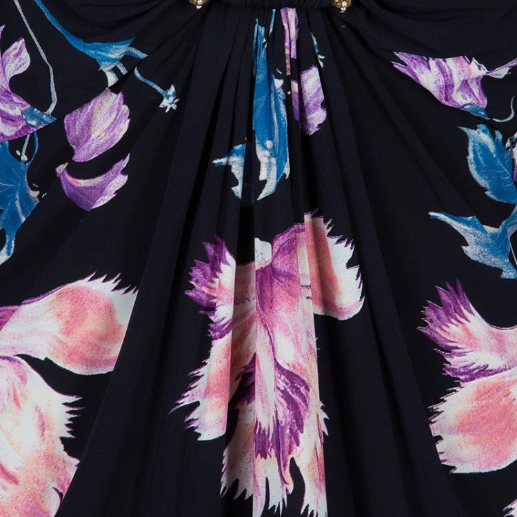 Pre Owned Roberto Cavalli Printed Long Sleeve Top L