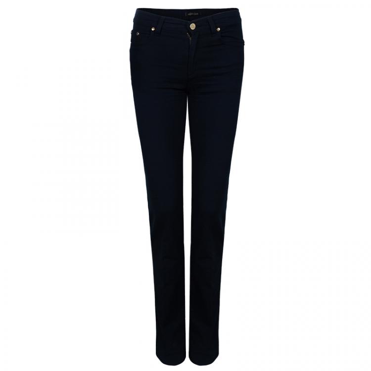 Pre Owned Roberto Cavalli Black Embellished Pocket Jeans S