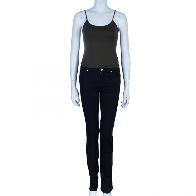 Pre Owned Roberto Cavalli Black Embellished Pocket Jeans S