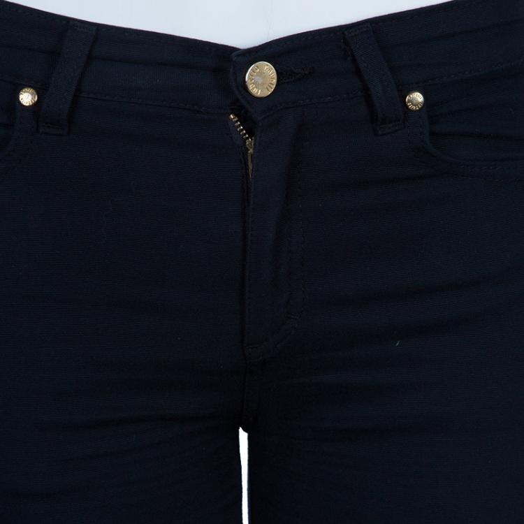 Pre Owned Roberto Cavalli Black Embellished Pocket Jeans S