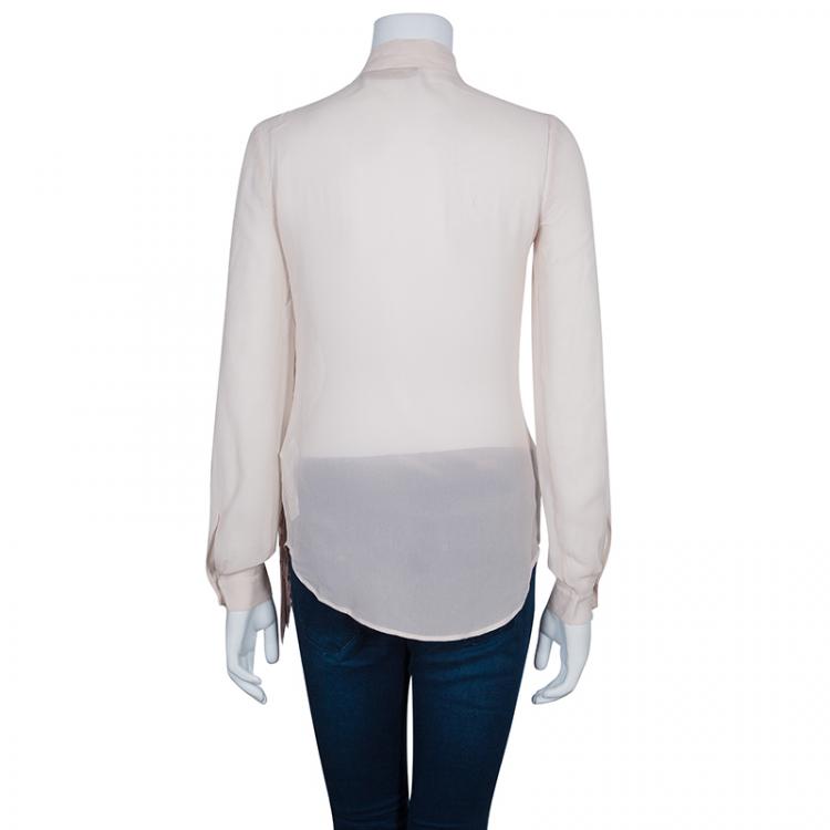مملوكة مسبقًا Roberto Cavalli Pink Fringe Chiffon Top S