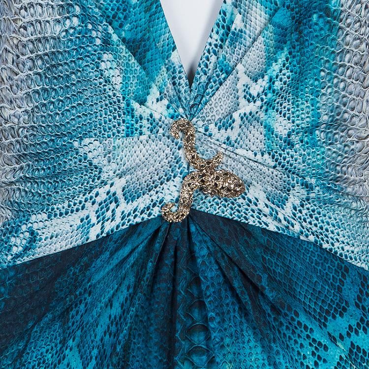 Pre Owned Roberto Cavalli Snake Print Maxi Dress L