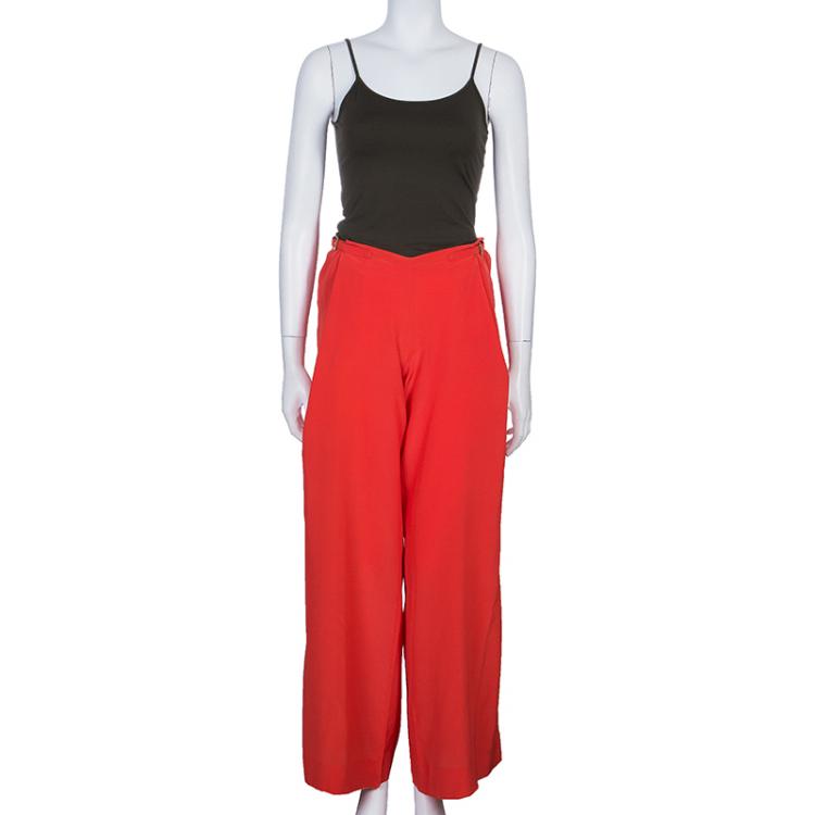Pre Owned Roberto Cavalli Red Wide-leg Trousers S