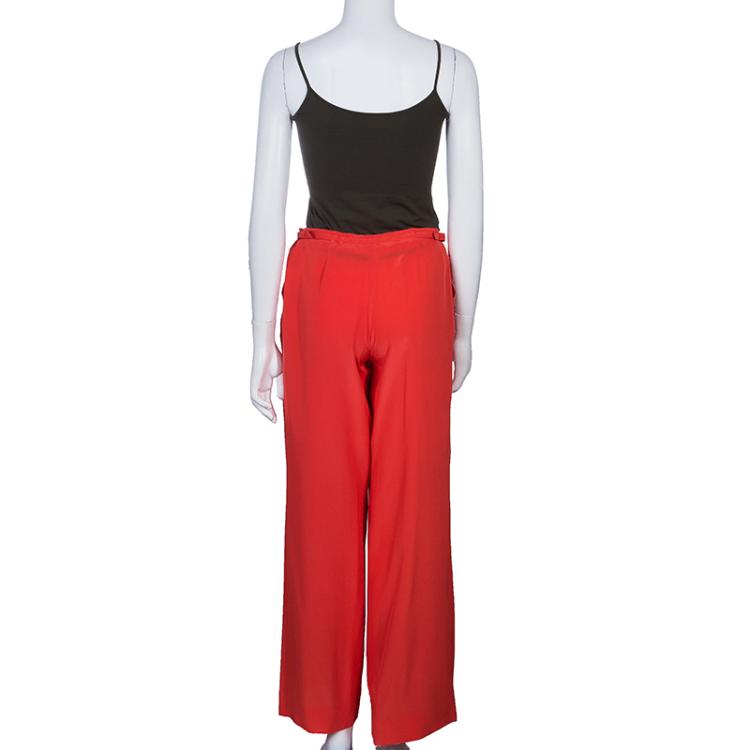 Pre Owned Roberto Cavalli Red Wide-leg Trousers S