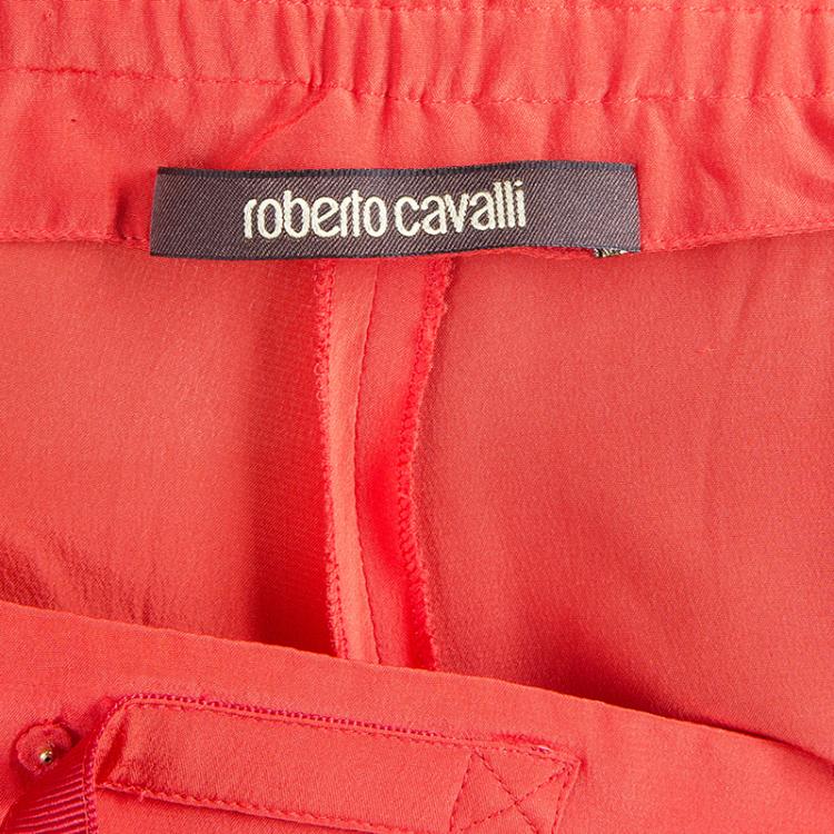 Pre Owned Roberto Cavalli Red Wide-leg Trousers S