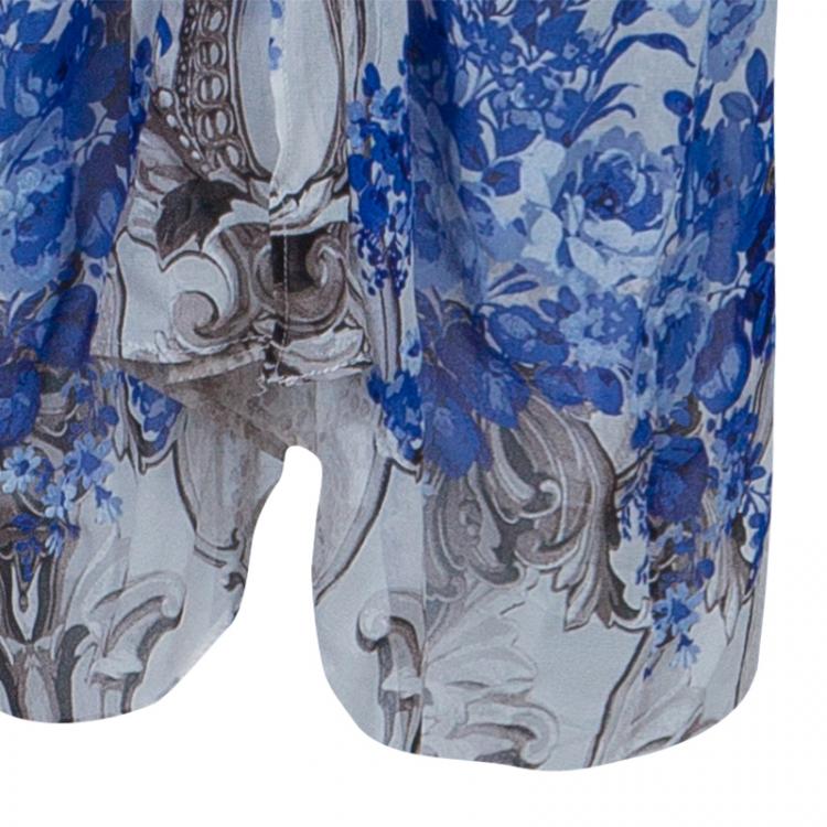 Pre Owned Roberto Cavalli Floral Printed Drawstring Kaftan S