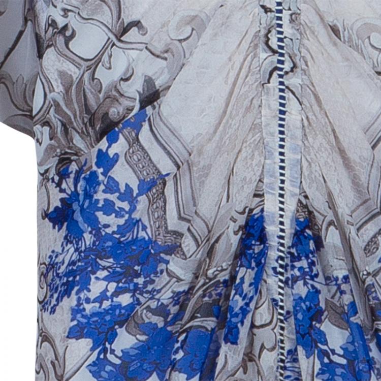 Pre Owned Roberto Cavalli Floral Printed Drawstring Kaftan S