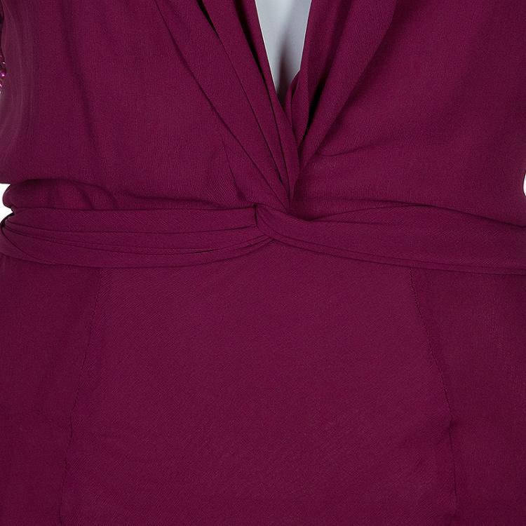 Pre Owned Roberto Cavalli Purple Embellished Dress M