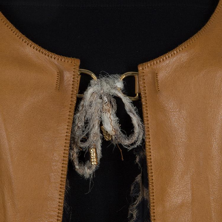 Pre Owned Roberto Cavalli Brown Leather Jacket M