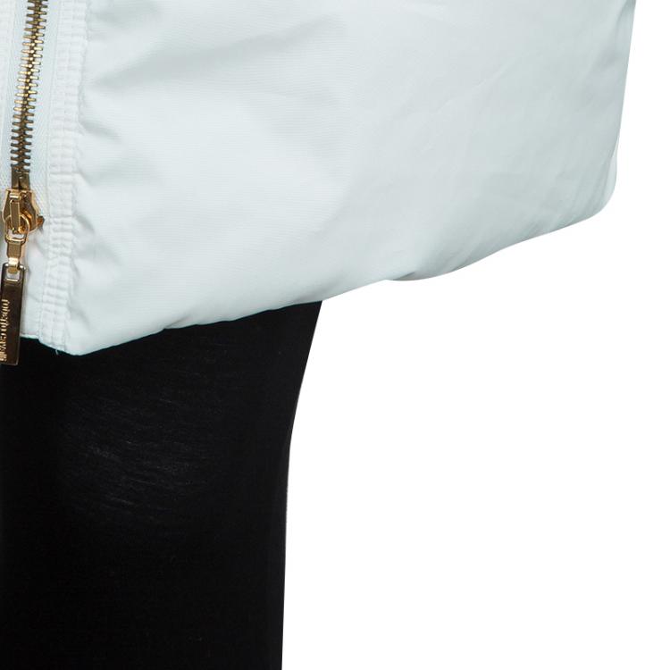 Pre Owned Roberto Cavalli White Fur Trim Quilted Parka Jacket S