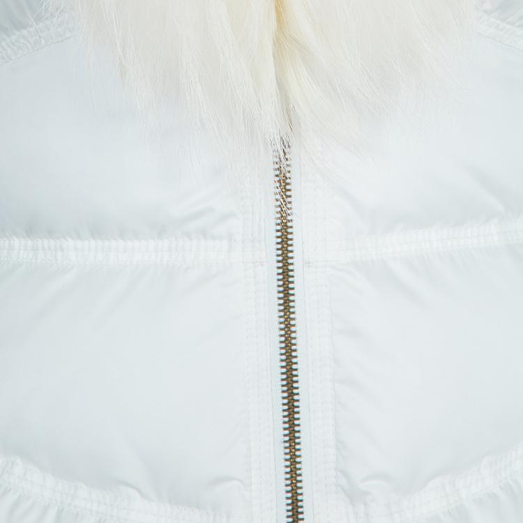 Pre Owned Roberto Cavalli White Fur Trim Quilted Parka Jacket S