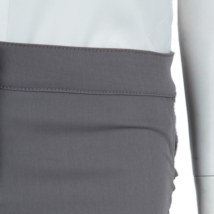 مملوكة مسبقًا Roberto Cavalli Grey Criss Cross Tie-Up Eyelet Lace Detail Trousers S