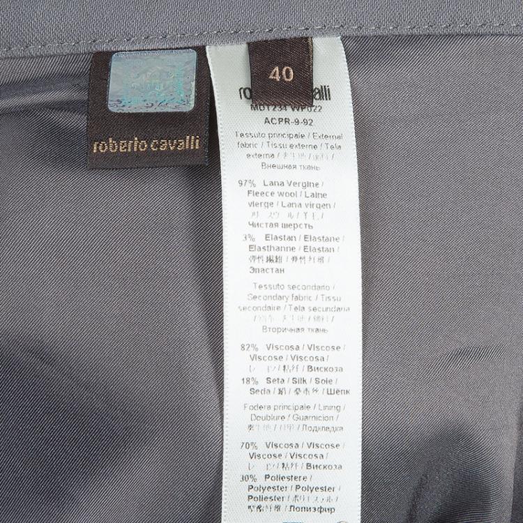 مملوكة مسبقًا Roberto Cavalli Grey Criss Cross Tie-Up Eyelet Lace Detail Trousers S