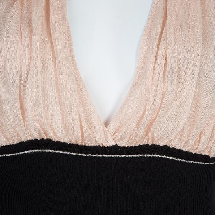 Pre Owned Roberto Cavalli Pink and Black Embellished Top S