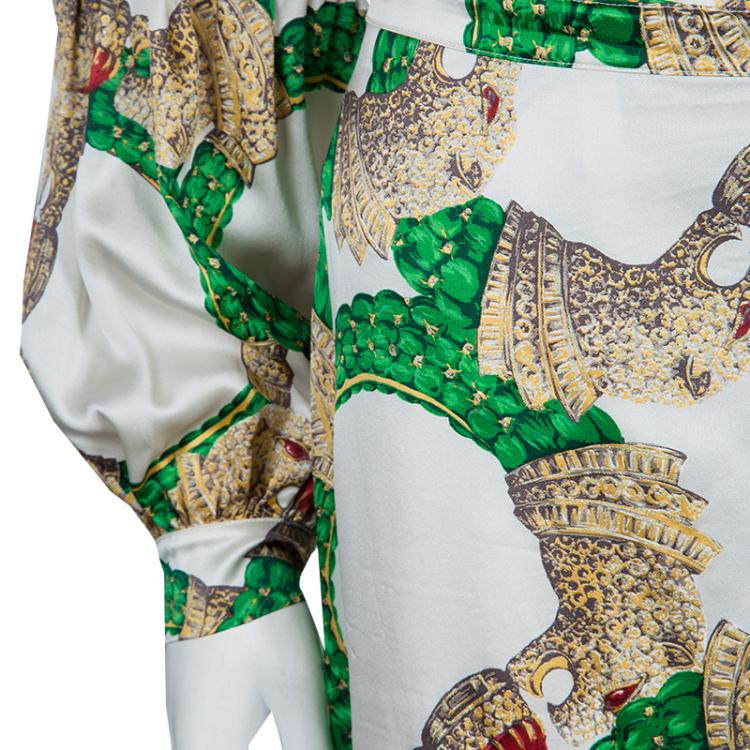 مملوكة مسبقًا Roberto Cavalli Multicolor Glitter Detail Print Silk Maxi Skirt M