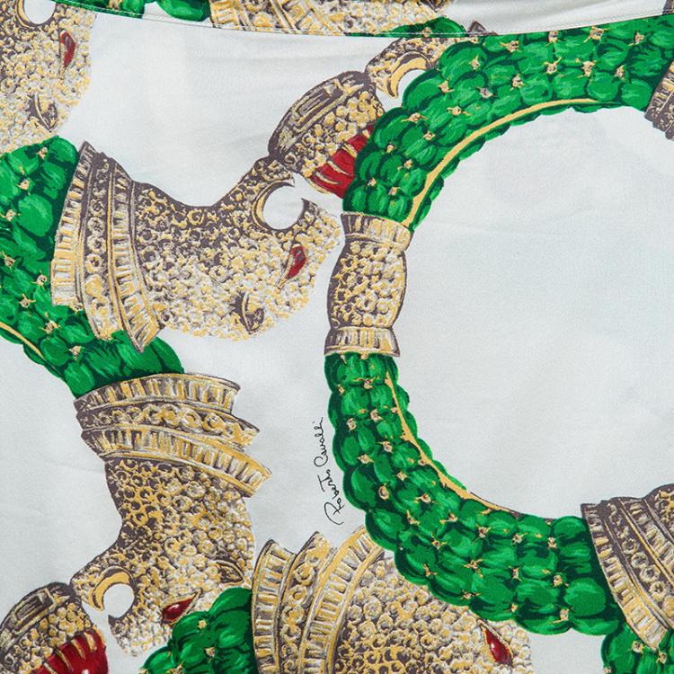 مملوكة مسبقًا Roberto Cavalli Multicolor Glitter Detail Print Silk Maxi Skirt M