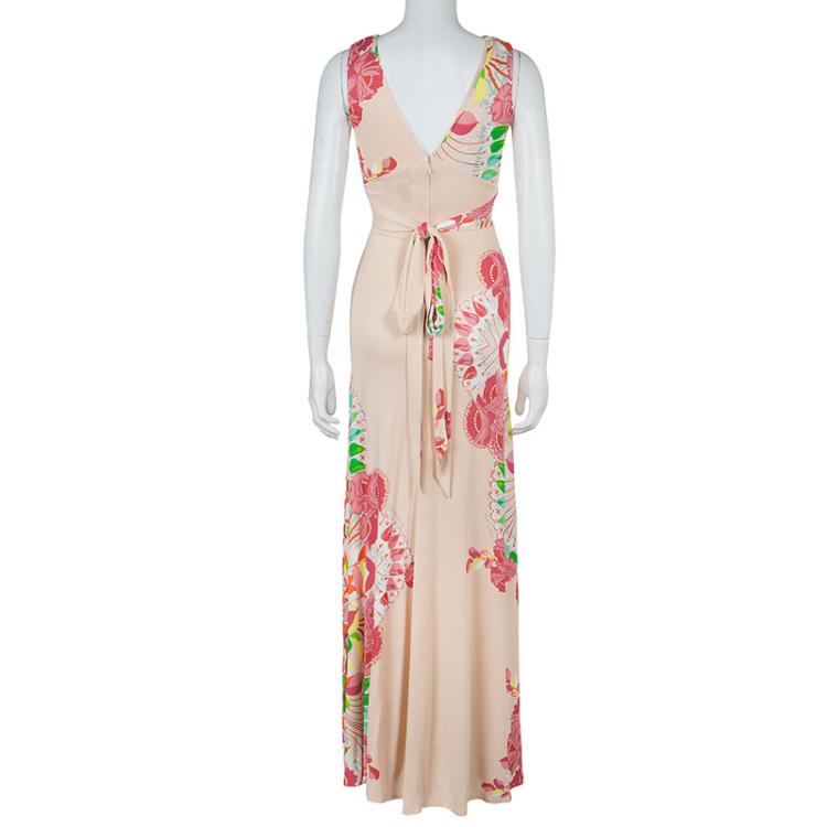 Pre Owned Class By Roberto Cavalli Multicolor Floral Print Sleeveless Maxi Dress S