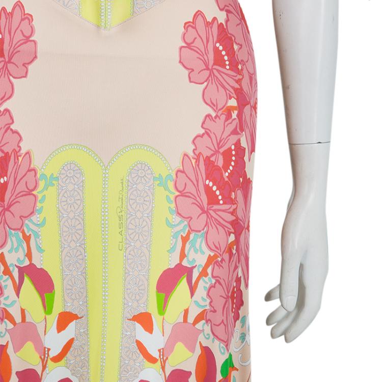 Pre Owned Class By Roberto Cavalli Multicolor Floral Print Sleeveless Maxi Dress S