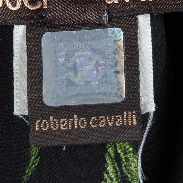 Pre Owned Roberto Cavalli Black Floral Print Batwing Sleeve Sheer Blouse M
