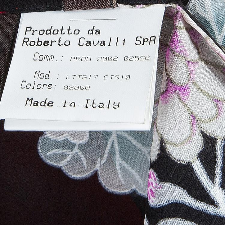 Pre Owned Roberto Cavalli Multicolor Floral Print Silk Halter Top  M