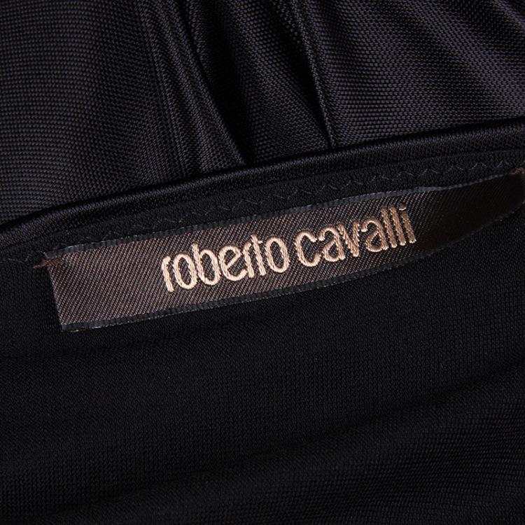 Pre Owned Roberto Cavalli Black Knit Embellished Sleeveless Dress S