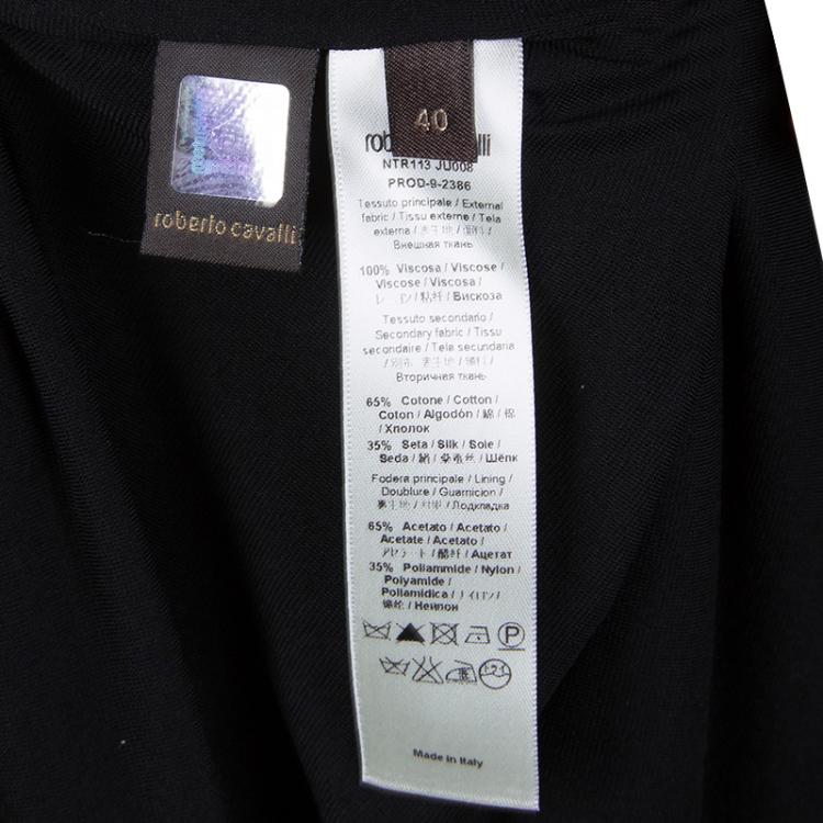 Pre Owned Roberto Cavalli Black Knit Embellished Sleeveless Dress S