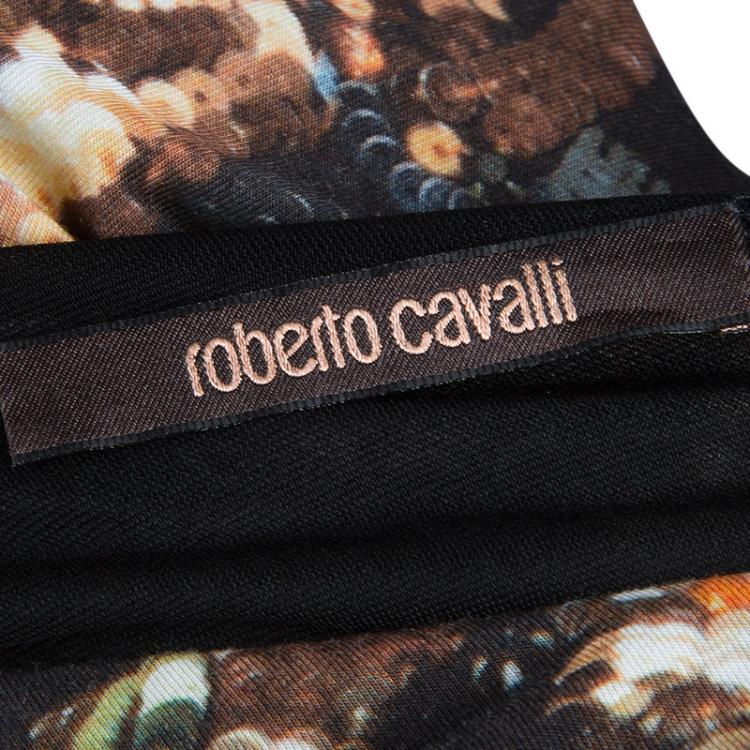 Pre Owned Roberto Cavalli Multicolor Knit Sequin Embellished One Shoulder Dress L