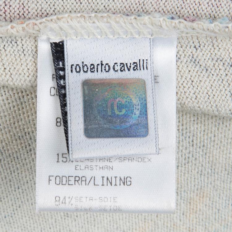 Pre Owned Roberto Cavalli Multicolor Patchwork Print Knit Top XS