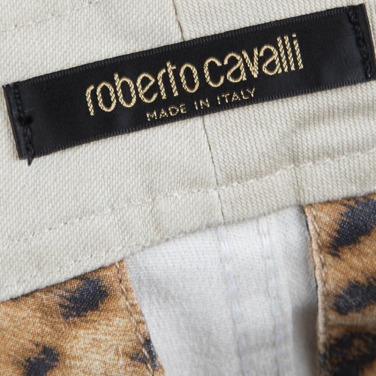 Pre Owned Roberto Cavalli Beige Jewel Print Boot Cut Jeans S