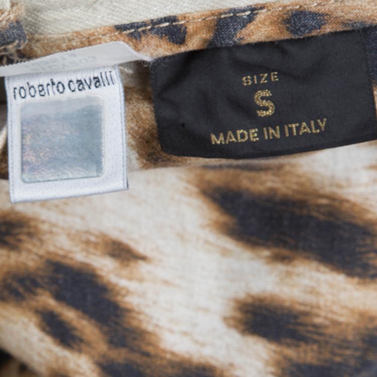 Pre Owned Roberto Cavalli Beige Jewel Print Boot Cut Jeans S