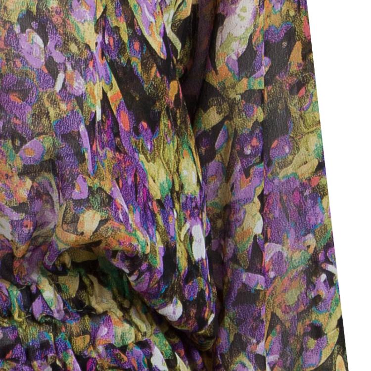 Pre Owned Roberto Cavalli Multicolor Floral Printed Sheer Silk Blouse S